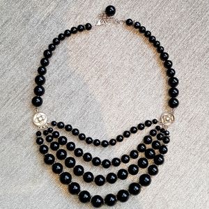 Black onyx and silver necklace